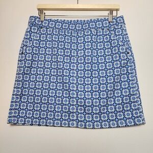 Intro. Love the Fit Geometric Mosaic Star Print Active Skort Blue White Size 10